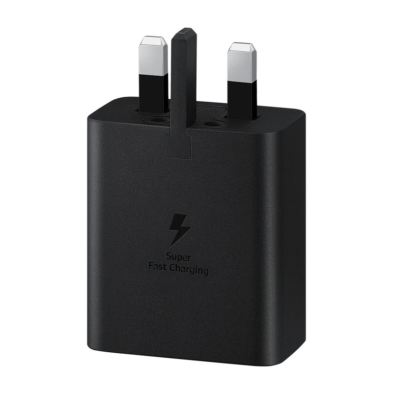 شارژر دیواری 45 وات سامسونگ مدل EP-T4511، اتصال سه پین، درگاه خروجی USB-C، به همراه کابل USB-C، دارای قابلیت شارژ سریع، تکنولوژی شارژ PD 3.0