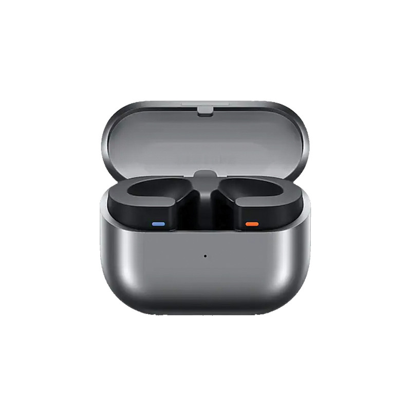 هدفون بلوتوثی سامسونگ مدل Galaxy Buds3 با نویز کنسلینگ فعال (ANC)، نویز کنسلینگ میکروفون (ENC)، درگاه شارژ USB Type-C، با قابلیت اتصال به چند دستگاه، دارای قابلیت صدای 360 درجه، Galaxy AI، میکروفون سه گانه، پشتیبانی از فرمان لمسی، ضد آب و گرد و غبار