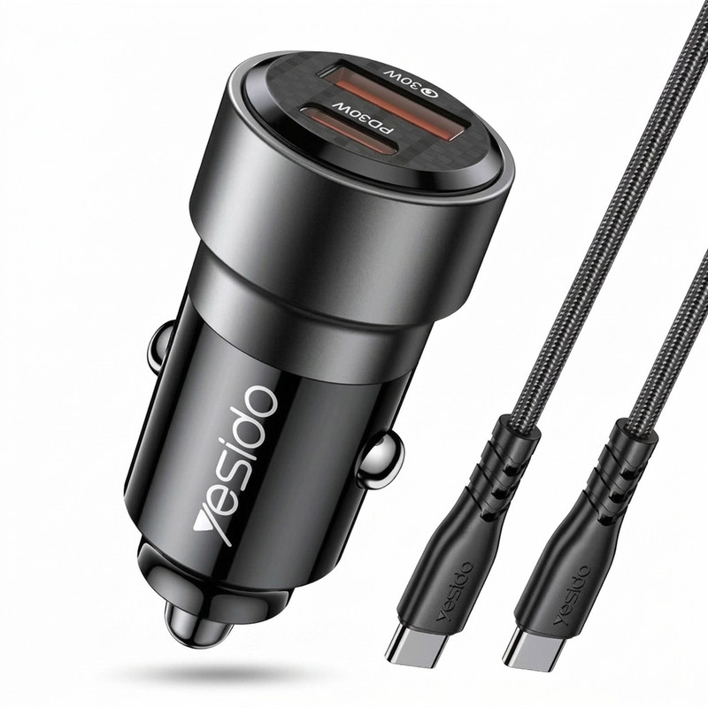 شارژر فندکی 60 وات یسیدو مدل Y55 به همراه کابل USB-C