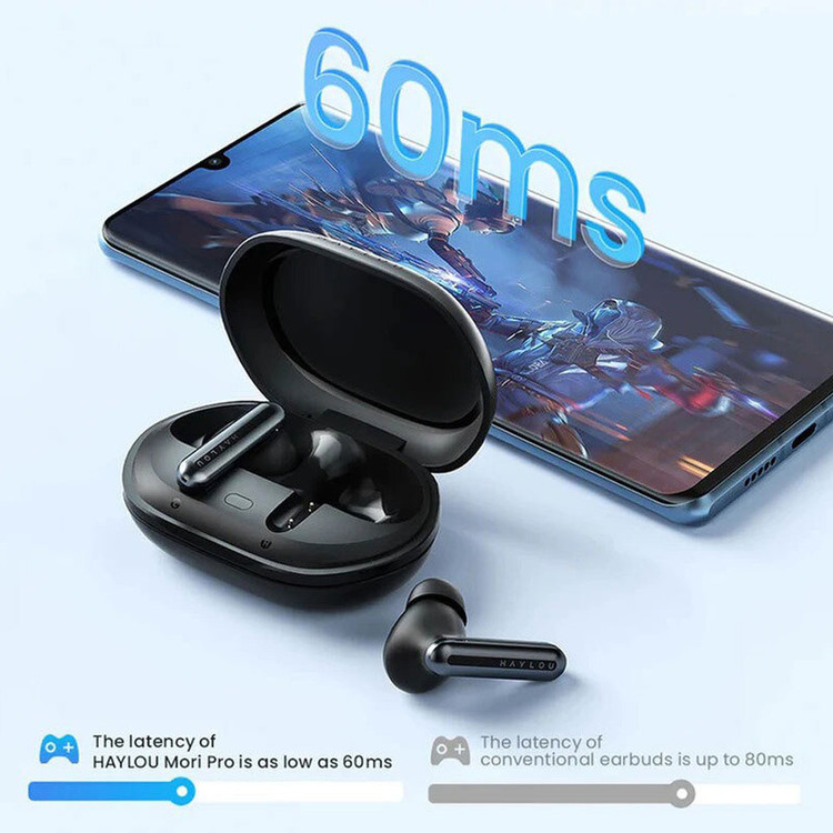 هدفون بلوتوثی هایلو مدل Mori Plus با نویز کنسلینگ فعال، 3 میکروفون در هر گوشی، فناوری Anti-wind Noise، فرمان لمسی و مقاوم در برابر رطوبت و عرق